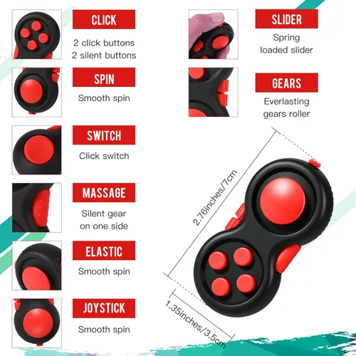 Miniatura 3 de Gejoy Juego de 3 juguetes para inquietos para adultos, controlador de juguetes para inquietos de mano, juego de almohadilla seis cadenas