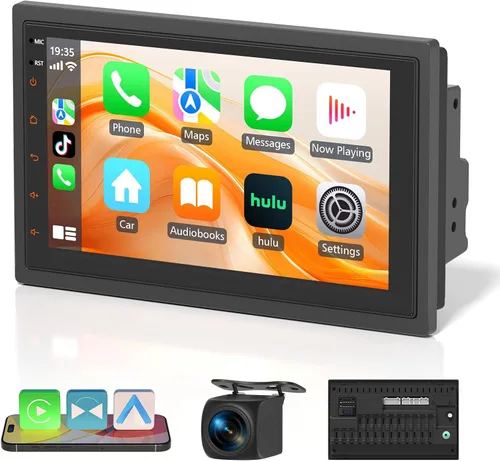 Miniatura 7 de Haudio Pantalla inalámbrica CarPlay doble DIN para automóvil, pantalla táctil HD de 7 pulgadas con Apple CarPlay, Android Auto, cámara de respaldo