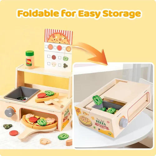 Miniatura 6 de Juego de comida de madera para niños, juego de hamburguesas de juguete de comida rápida, accesorios de cocina para niños pequeños, regalo de comida