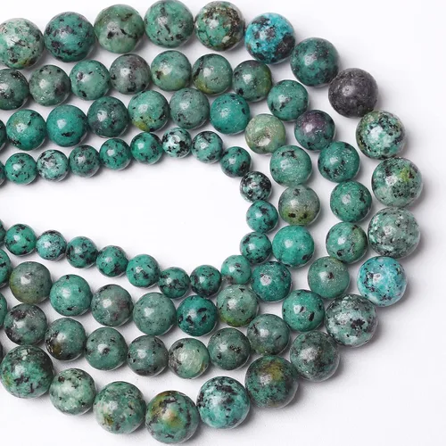 Miniatura 3 de 60 cuentas sueltas de piedra natural de turquesa africana de 0.236 pulgadas (6 mm) para hacer joyas, pulseras de bricolaje