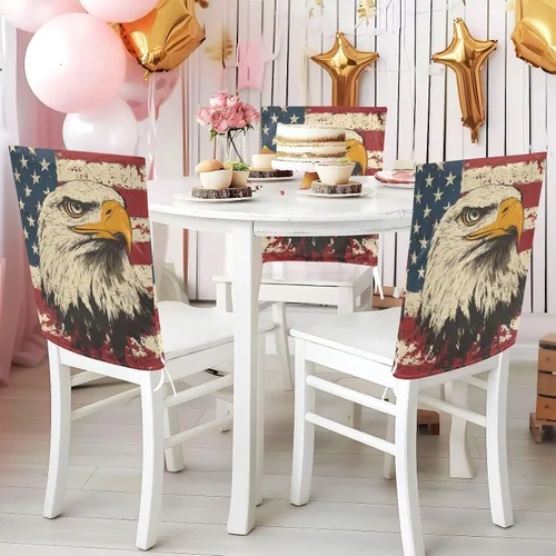 Miniatura 5 de 4th of July Independence Day White Bird Decorative Chairs Covers for Family Gatherings Soft 19.7x23.6in Chair Slipcovers covertores para sillas