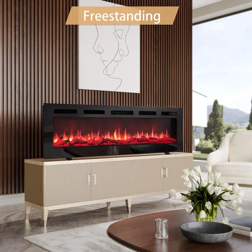 Miniatura 3 de Grace - Chimenea eléctrica 3 en 1 de 60 pulgadas de ancho (EF452), independiente, montado en la pared, empotrada, efecto de llama de 9