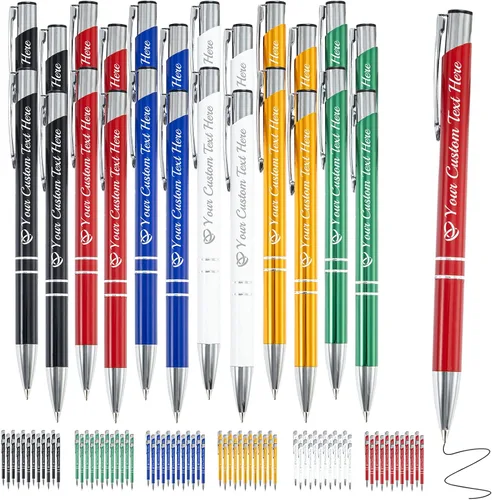 Miniatura 38 de Bolígrafo personalizado, 1 unidad, bolígrafo personalizado con logotipo de mensaje de nombre comercial grabado, tapa de clic de tinta negra, regalo
