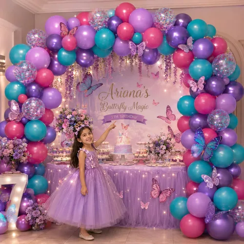 Miniatura 4 de Globos de látex rosa intenso, azul, morado, 50 globos de látex de 12 pulgadas con confeti metálicos para niños, temática mágica, cumpleaños, baby