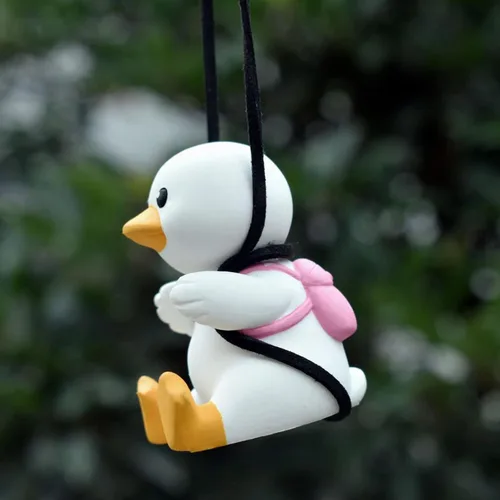 Miniatura 9 de Wonuu Colgante de coche de pato agitado, divertido adorno colgante de pato para espejo retrovisor, bonita decoración de coche