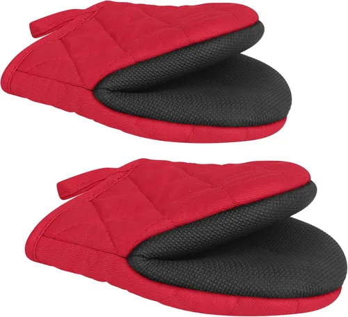 Miniatura 11 de 1 par de manoplas cortas para horno, guantes de silicona resistentes al calor para cocina, mini guantes de horno para 500 grados, superficies