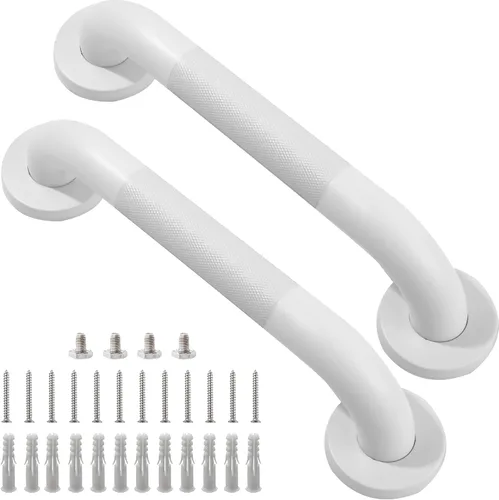 Miniatura 12 de Barra de agarre para ducha, paquete de 2 barras de agarre de baño gris de 12 pulgadas, barras de agarre antideslizantes de acero inoxidable 304