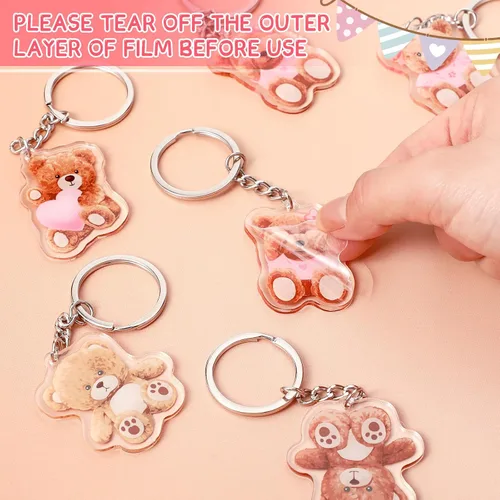 Miniatura 2 de Wettarn Juego de 50 regalos de oso para baby shower, regalos de fiesta de baby shower, recuerdos de devolución para invitados, incluye llaveros