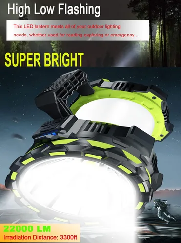 Miniatura 4 de Focos LED grandes, linternas, 22000 lúmenes, 6 modos, recargable, portátil, para campamento, caza, luces de trabajo portátiles para emergencias