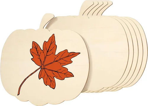 Recorte grande en forma de calabaza de madera, artesanía de madera sin terminar, 6 piezas (11 x 10 pulgadas) para decoración de Halloween y fiesta