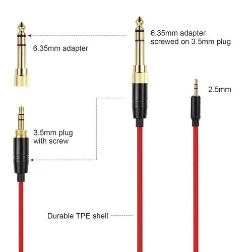 Miniatura 3 de Toxaoii QC45 - Cable de audio en espiral compatible con auriculares Bose QuietComfort QC 45, QC35 II, QC 35, OE2 OE2i Soundlink SoundTrue con Rojo