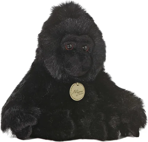 Aurora® Adorable gorila de peluche Miyoni®, detalle realista, compañía entrañable, negro, 11 pulgadas