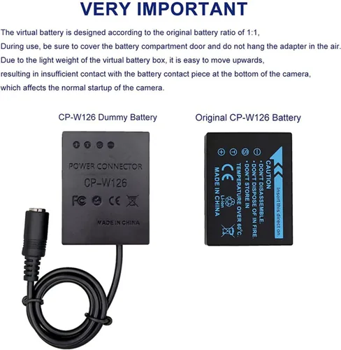 Miniatura 5 de NP-W126 X100VI Batería ficticia CP-W126 Acoplador DC y adaptador de corriente para Fuji X-T100 X-T200 X100F X100V X100VI X-S10 X-A5 X-A10 X-E4