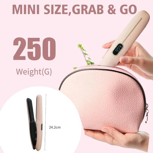 Miniatura 2 de Alisador y rizador de pelo inalámbrico 2 en 1, plancha plana portátil, alisador de pelo inalámbrico para viajes, batería recargable USB-C de 4800