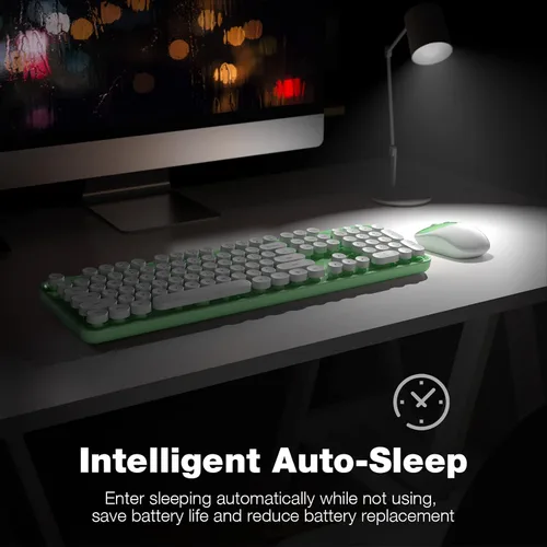 Miniatura 47 de KNOWSQT Combo de teclado y ratón inalámbrico, teclados lindos de tamaño completo estilo máquina de escribir 2.4G azul colorido - receptor USB Plug