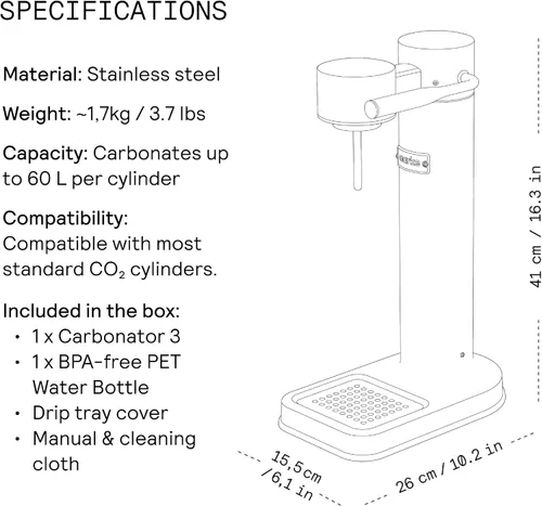 Miniatura 10 de Aarke Carbonator lll, Máquina de agua con gas y carbonatación, acero inoxidable con botella reutilizable PET sin BPA, volumen 1L/34 fl oz (borgoña)