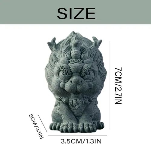 Miniatura 6 de livelyfish Feng Shui Guardián Chi Lin/Kylin/Qi Lin Estatua de arenisca Estatua de piedra arenisca Escultura de buena suerte, decoración china