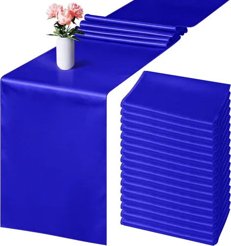 Miniatura 8 de Aneco Paquete de 4 caminos de mesa de satén de 12 x 108 pulgadas de largo, seda brillante y tela suave, camino de mesa para fiesta de banquete