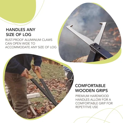 Miniatura 3 de KABIN Tenazas para Fuego Agarrador de Troncos – Pinzas Extralargas con Garra para Leña para Chimenea, Fogata al Aire Libre, Hoguera y Más 38