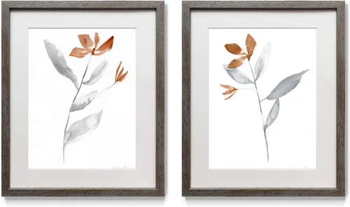Miniatura 21 de Arte floral para pared, marco rústico de plata envejecida, juego de decoración de pared de 2 piezas: plumeria, caléndula, flores silvestres, Black