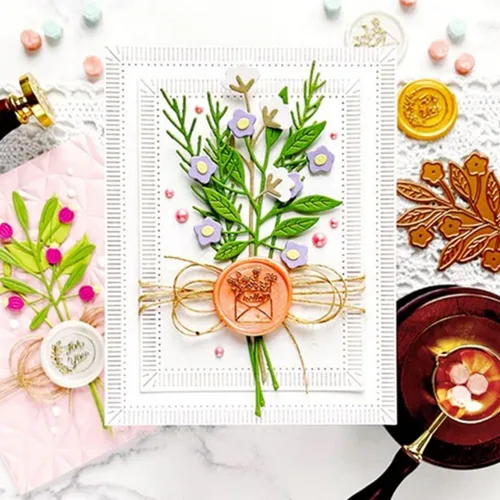 Miniatura 5 de Troqueles de hojas de flores y hierba para hacer tarjetas, troqueles de corte de metal, troqueles de papel para álbumes de recortes, suministros