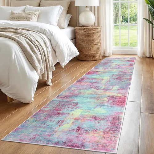 Miniatura 410 de IOHOUZE Alfombra abstracta lavable de 3 x 12 pies para pasillos, antideslizante para cocina, camino de entrada de lana sintética para interiores