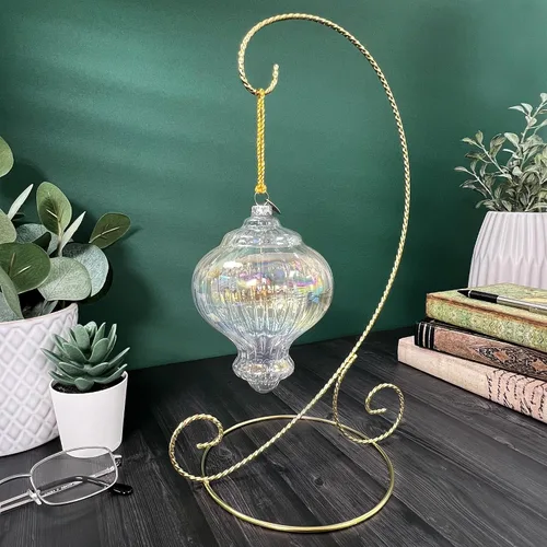 Miniatura 3 de Bard's Soporte de adorno trenzado en tono dorado, grande, 12.25 pulgadas de alto x 5.5 pulgadas de ancho x 7.5 pulgadas de profundidad
