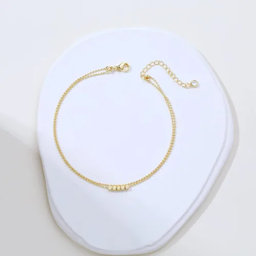 Miniatura 6 de Pancert Tobillera delicada de oro para mujer, chapada en oro de 18 quilates, con cuentas satélites, tobilleras de corazón con diamantes de imitación