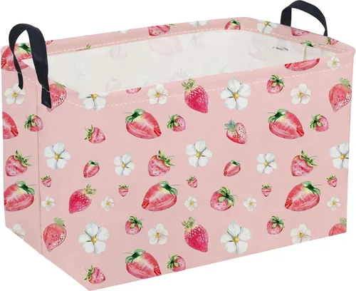 Miniatura 21 de Cesta plegable rectangular de tela para almacenamiento,con revestimiento impermeable y asas, sirve como organizador de juguetes, cesta de regalo