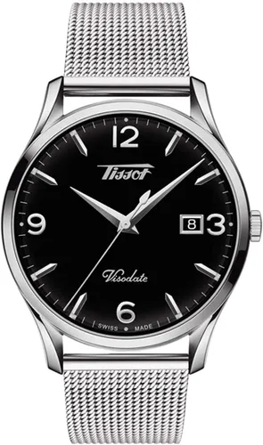 Tissot Heritage Visodate Reloj de cuarzo suizo con correa de acero inoxidable, gris, 20 (Modelo T1184101105700), gris, Reloj de cuarzo