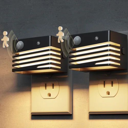 Miniatura 16 de L LOHAS LED Luces nocturnas enchufables a la pared, paquete de 2 luces nocturnas modernas con sensor de atardecer a amanecer, luz nocturna