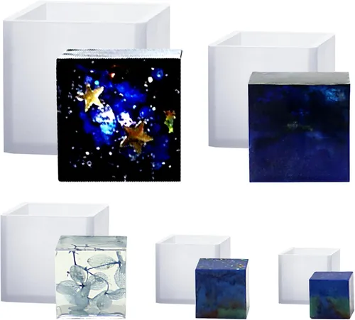 Miniatura 7 de Funshowcase Molde de silicona para pisapapeles en forma de cubo para manualidades de arcilla polimérica, fabricación de jabón, resina epoxi