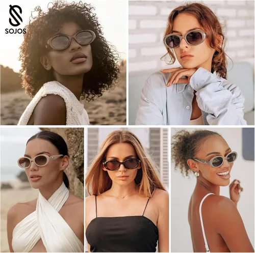 Miniatura 2 de SOJOS Gafas de sol polarizadas ovaladas pequeñas retro para mujeres y hombres, estilo vintage de los años 90, protección UV400, gafas de sol