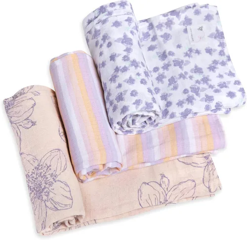 Miniatura 11 de Burt's Bees Baby - Mantas de muselina de algodón para bebé, paquete de 3, multiusos, ligeras y transpirables, 100% algodón orgánico estrellas