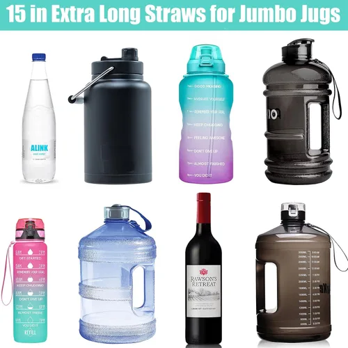 Miniatura 3 de ALINK Pajitas de silicona transparente reutilizables extra largas de 15 pulgadas, paquete de 4 popotes flexibles para vaso Stanley de 40 onzas