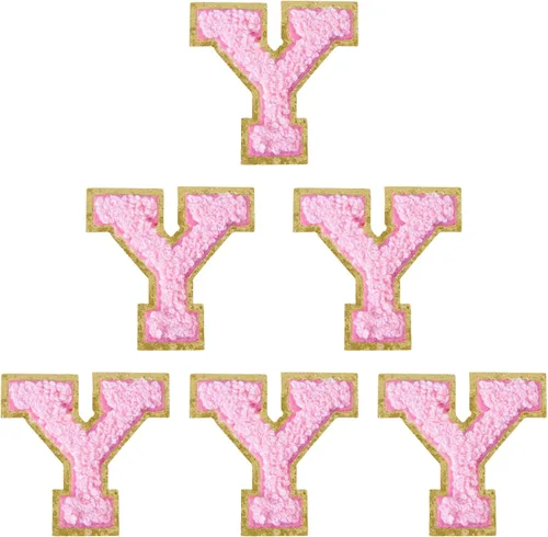 Miniatura 144 de 6 piezas de parches de letras de chenilla autoadhesivas, parches de letras preppy de 2 pulgadas para bolsos, ropa y sombreros, grandes pegatinas
