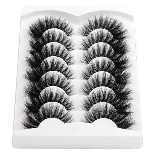 Miniatura 5 de Pestañas postizas 8D de visón de 0.787 pulgadas, pestañas postizas de volumen grueso, dramáticas, pestañas de ojo de gato, 7 pares de pestañas