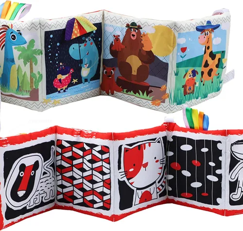 Miniatura 13 de Bebe Mondo Juguete de oso de peluche con espejo, libro suave para bebés de 0-3-6-12 meses, juguete sensorial para el desarrollo infantil, regalos