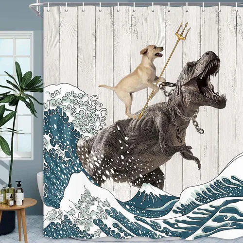 Miniatura 20 de Boziqr Divertidas cortinas de ducha para baño, bonita cortina de baño de elefante, luna, bosque, decoración rústica de granja, tela de poliéster