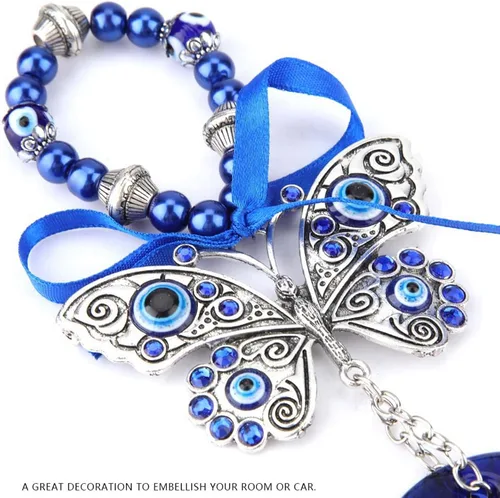 Miniatura 6 de Colgante de pared de cristal turco contra el mal de ojo, adorno azul de 6.69 pulgadas, amuleto de buena suerte, decoración de automóvil para oficina