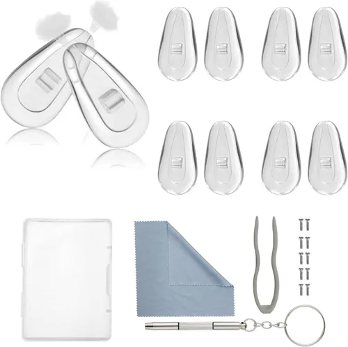 Miniatura 8 de 10 pares de almohadillas para la nariz para anteojos, kit de repuesto de almohadillas de nariz de silicona suave mejoradas, almohadillas de nariz