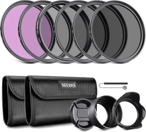Miniatura 12 de NEEWER Kit de filtro de lente de 1.457 in: UV, CPL, FLD, ND2, ND4, ND8, parasol y tapa de lente compatible con cámaras réflex digitales Canon Nikon