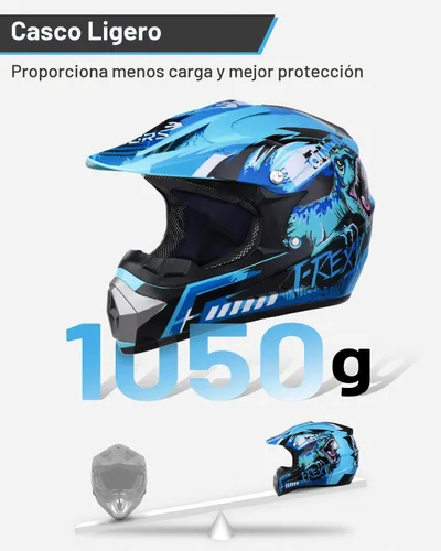 Miniatura 3 de OUMURS - Casco DOT para niños de 5 a 14 años, con gafas y guantes, para bicicleta de tierra, casco para ATV para niños y niñas, para motocross, BMX