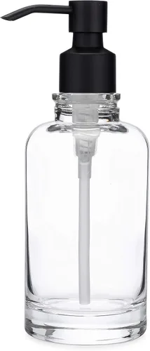 Miniatura 3 de Rail19 Sonoma Dispensador de jabón de vidrio transparente, jabón líquido de manos y loción para encimera de cocina y baño, 10 onzas (latón antiguo)