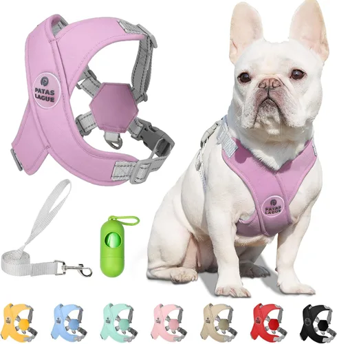 Miniatura 8 de Patas Lague Juego de arnés para perro con correa, ajustable, suave, acolchado, chaleco de entrada para perro, sin estrangulamiento, sin tirones