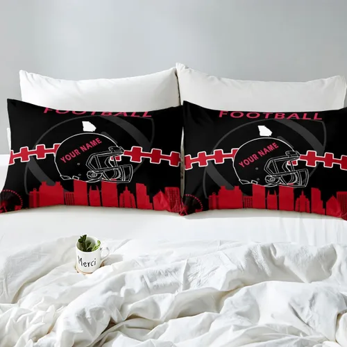 Miniatura 7 de Erosebridal Juego de sábanas bajeras personalizadas de fútbol americano para niños y niñas, juego de cama de jugadores de fútbol, juego de ropa
