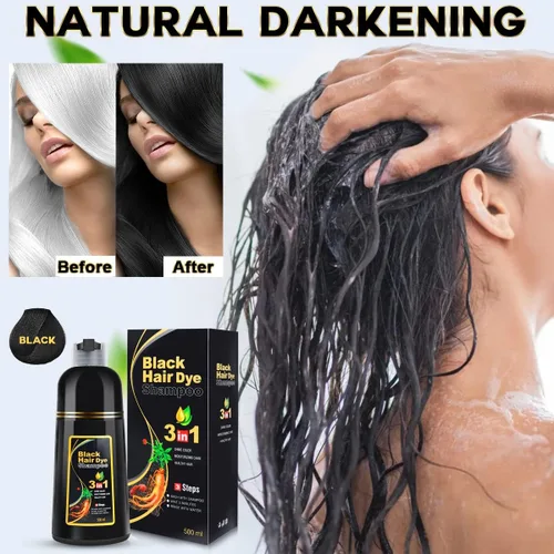 Miniatura 3 de cosmpro Champú de tinte de cabello negro 3 en 1 para mujeres/hombres para cobertura de canas, champú de color instantáneo para cabello