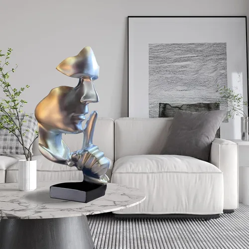 Miniatura 2 de aboxoo Estatuas abstractas El silencio es oro Objetos decorativos, estatuilla moderna y simple de resina, decoración de escritorio para piano