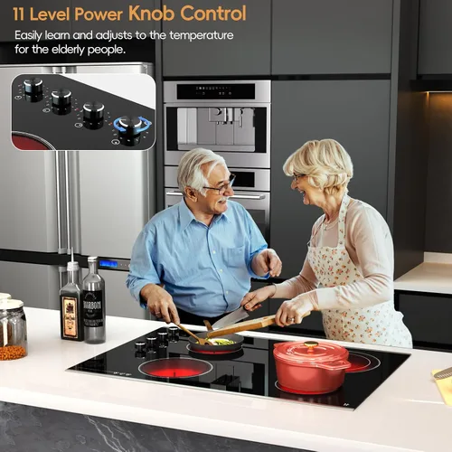 Miniatura 6 de Placa de Cocina Eléctrica de 30 Pulgadas 4 Quemadores, 6700W Estufa Eléctrica Radiante Integrada con Control de Perilla, Estufa Eléctrica
