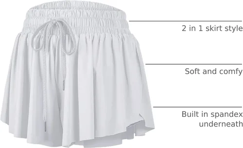 Miniatura 94 de Blaosn Pantalones cortos atléticos fluidos para mujer, gimnasio, yoga, entrenamiento, correr, pantalones cortos de tenis, falda falda linda, ropa